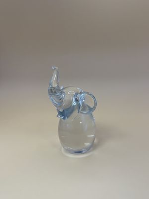 Glass. Elephant Art Glass Figure w/ Trunk Raised. 4''H