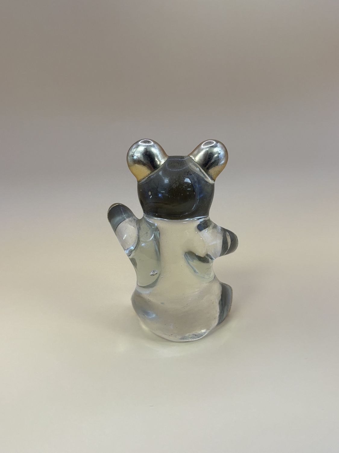 Glass. Paperweight. Bear Figurine. Teddy Pooh. 3.5&#39;&#39;H. Gold.