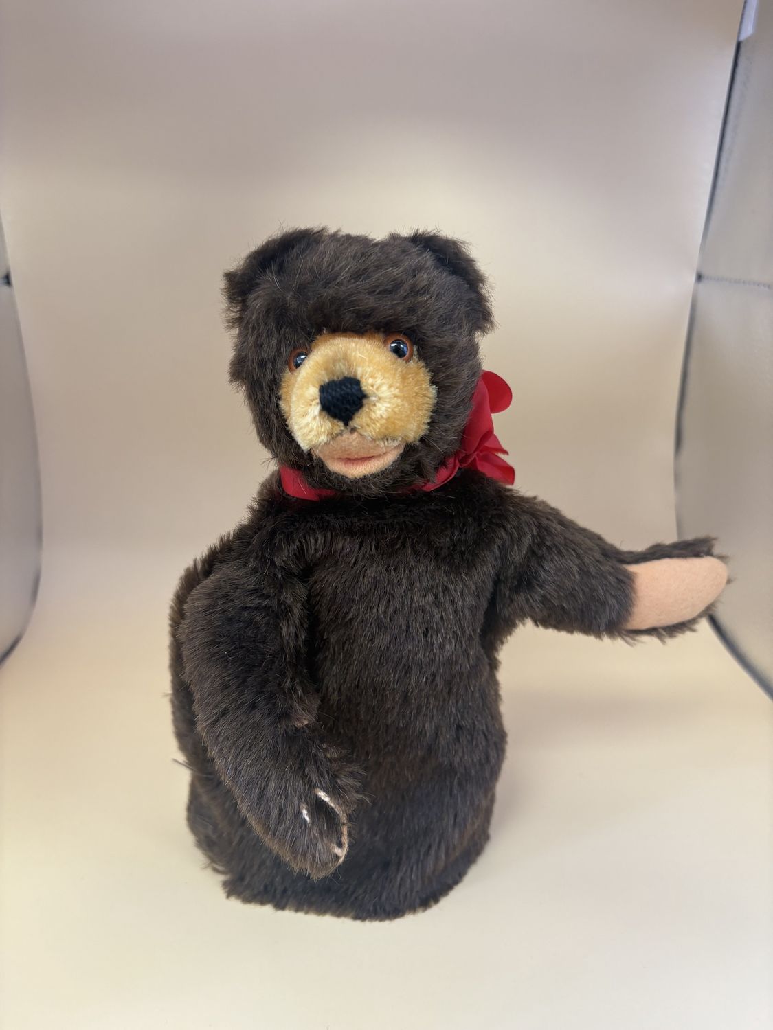 Puppet. Germany. Steiff. Hand Puppet. Bear. Dark Brown (1968)