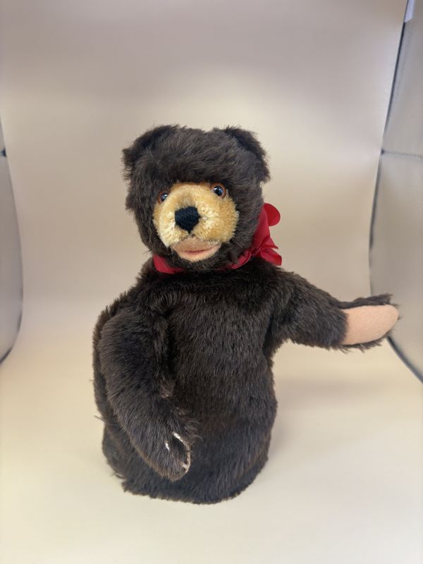 Puppet. Germany. Steiff. Hand Puppet. Bear. Dark Brown (1968)