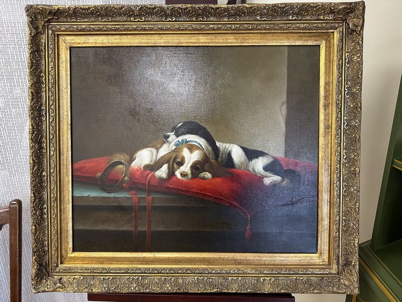 Artwork (Painting). King Charles Cavalier Dogs by Hagel. 30&quot;W x 26.5&quot;H