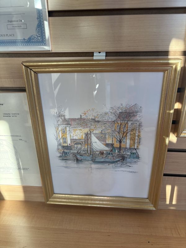 Artwork (Print/Watercolor). Mads Stage. Copenhagen Views. Gold Frame. 12&quot;W x 15.5&quot;H (Set of 4)