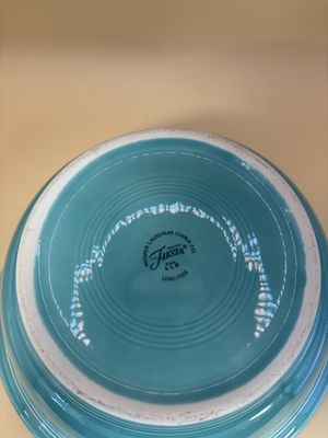 Ceramic. USA. Homer Laughlin. Fiestaware. Turquoise Blue. Large Serving Bowl. 9.5"W