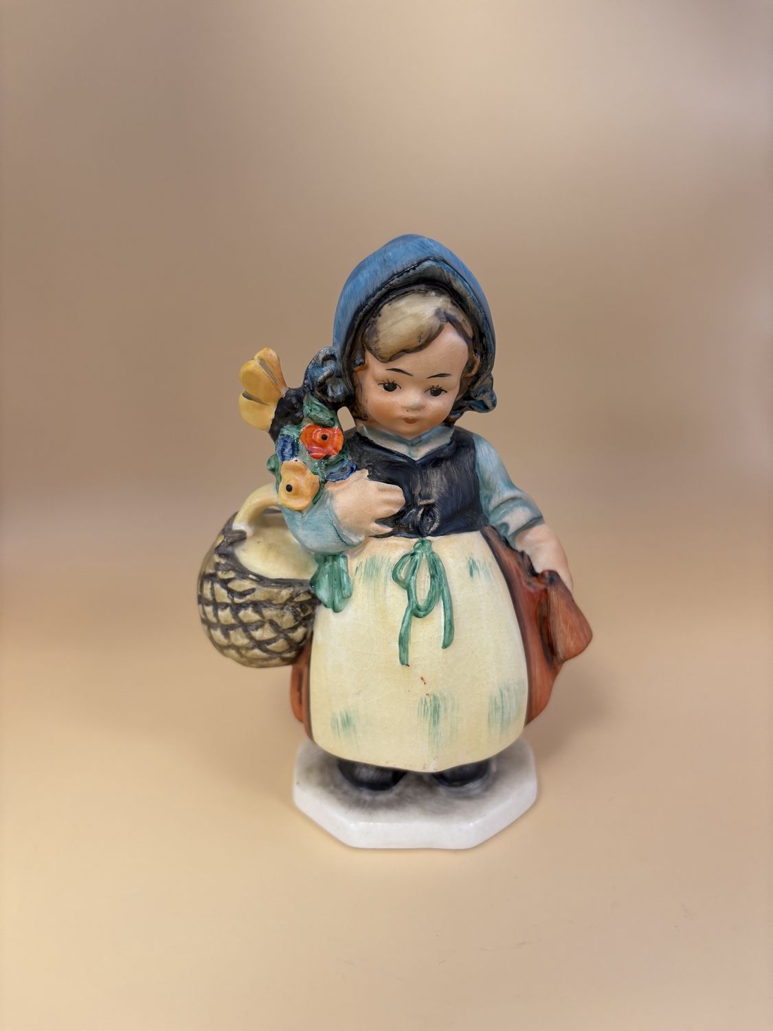 Figurine. Germany. Friedel Bavaria. Girl Holding Flowers &amp; Basket