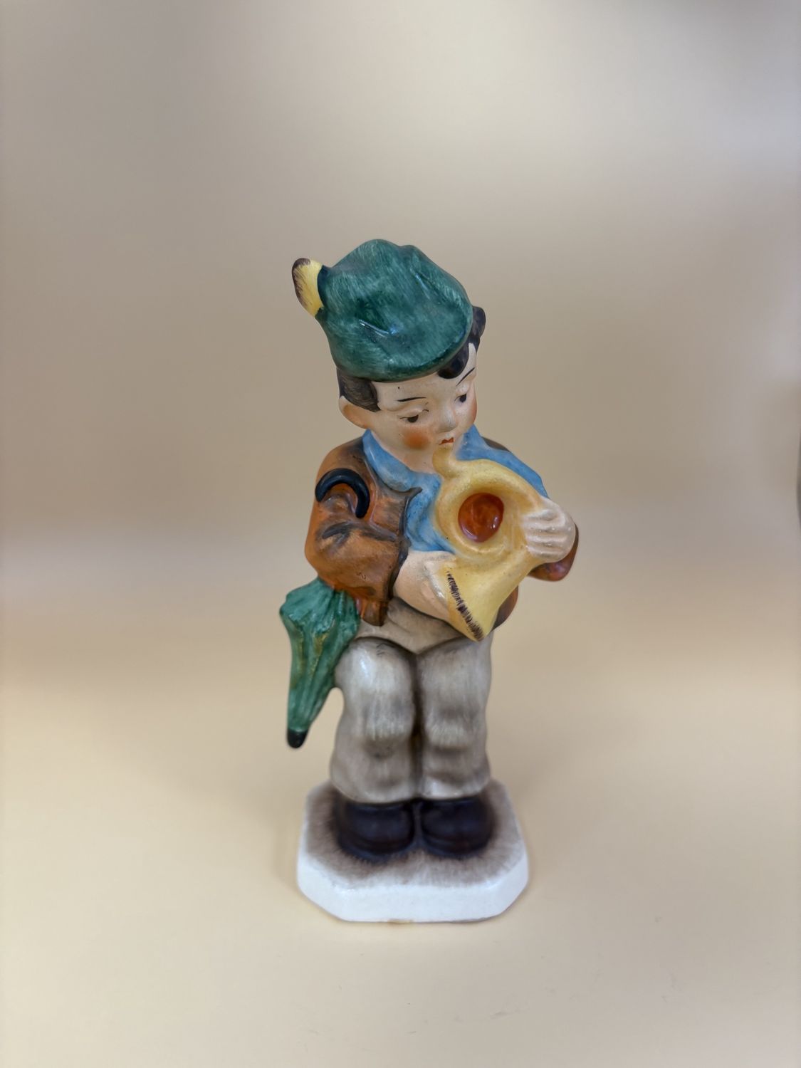 Figurine. Germany. Friedel Bavaria. Hand-Painted Boy w/Trumpet.