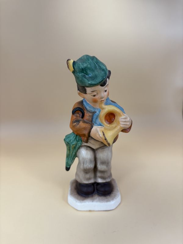 Figurine. Germany. Friedel Bavaria. Hand-Painted Boy w/Trumpet.