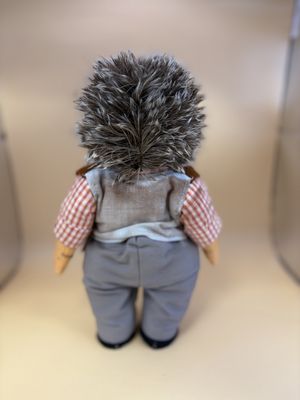 Doll. Germany. Steiff. Mecki. With Tags. Red &amp; White Check Shirt. Blue &amp; Red Patches on Pants. 10.5''H