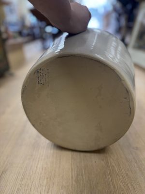 Kitchen Misc. USA. Butter Churn. Ceramic. Blue and Beige. 25.5"H