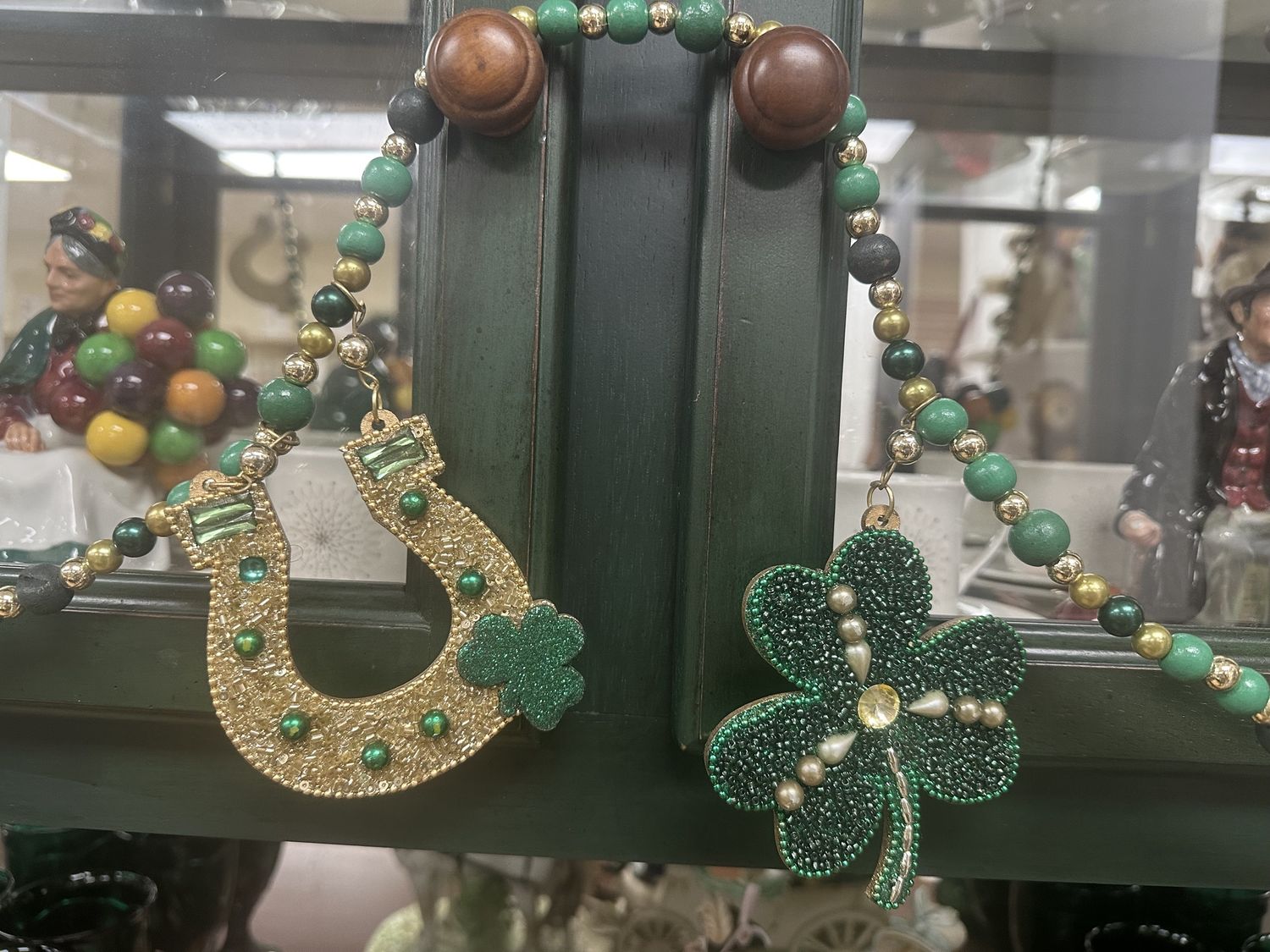 Decor. St. Patrick's Day Garland of Wooden Beads &amp; Symbols. 6'L