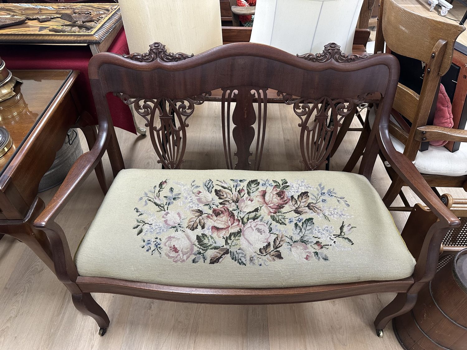 Furniture. USA. Antique Needlepoint Settee