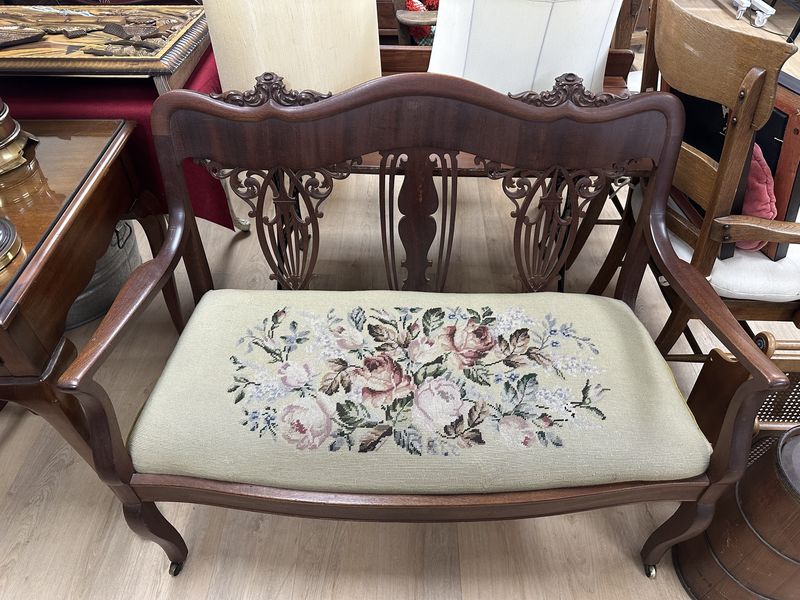 Furniture. USA. Antique Needlepoint Settee