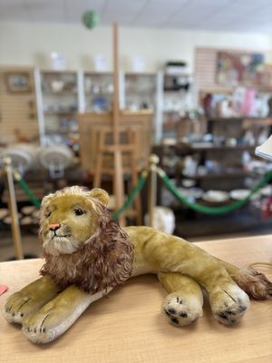 Plush. Germany. Steiff. Lion. "Leo". Vintage. Red &amp; Blonde Mane &amp; Black Paw Pads. 17''L