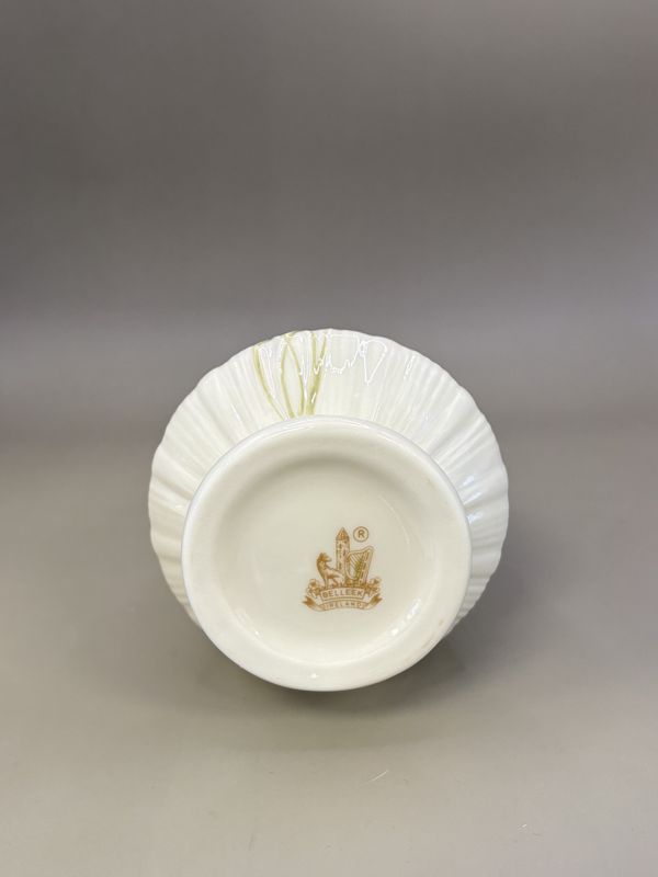 Porcelain. Ireland. Belleek. Caldwell Shamrock Vase. 7.25"H