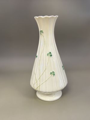 Porcelain. Ireland. Belleek. Caldwell Shamrock Vase. 7.25"H