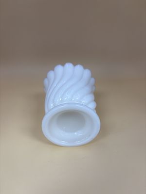 Glass. France. Portieux Vallerythal Milk Glass Mustard Jar Swirl.
