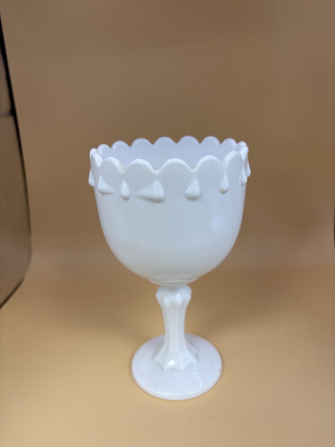 Glass. USA. Indiana Glass. Milk Glass. Compote. Teardrop. 4&quot;L.
