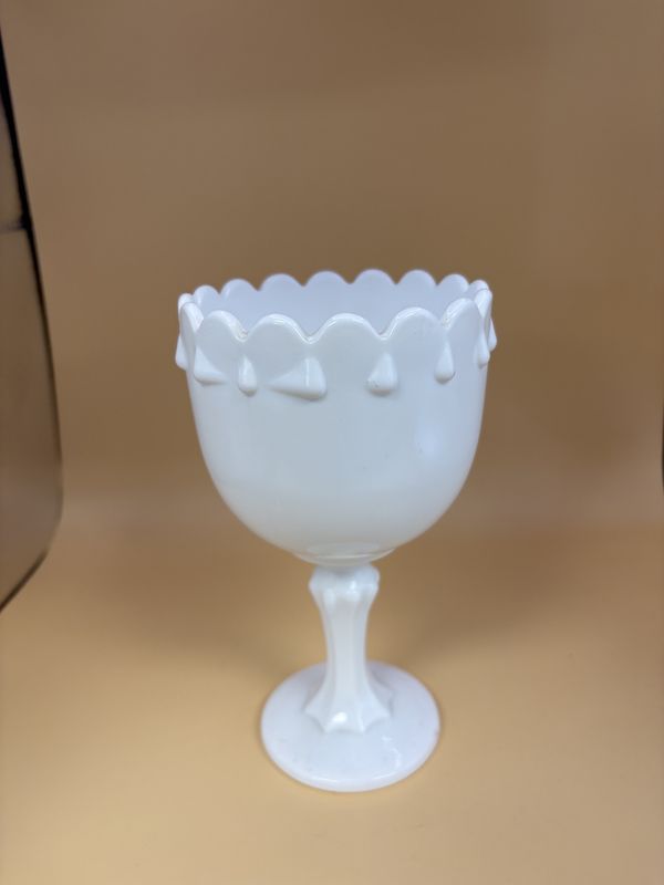 Glass. USA. Indiana Glass. Milk Glass. Compote. Teardrop. 4&quot;L.