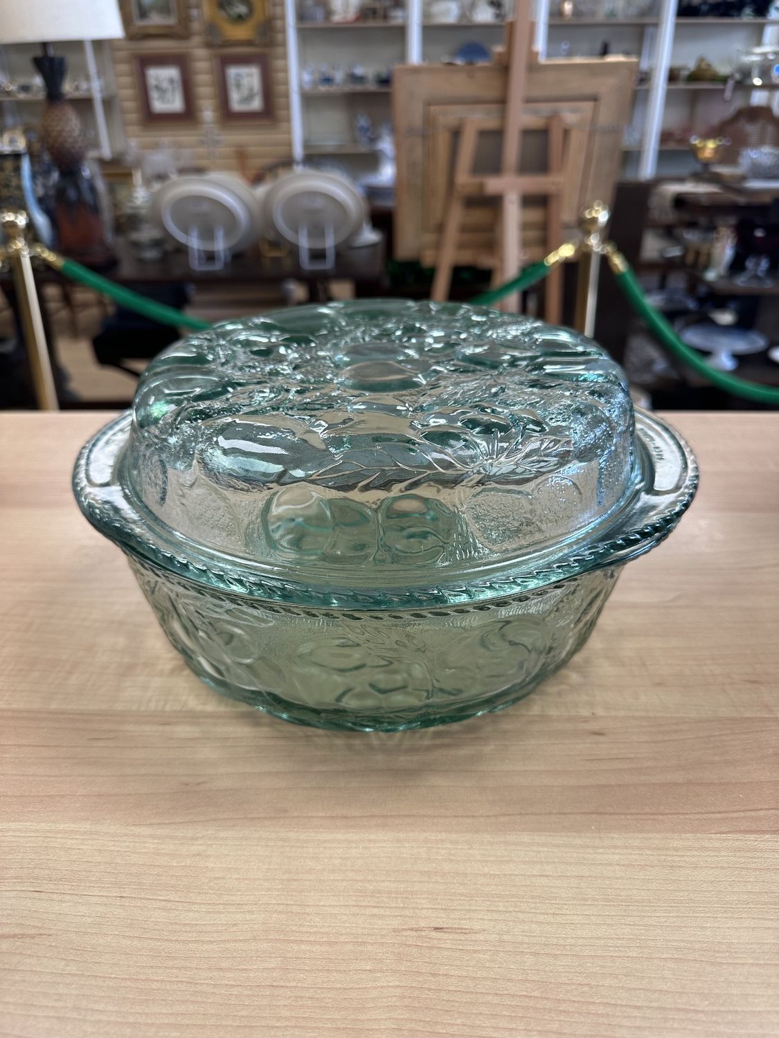 Glass. USA. Liberty Glass Company. &quot;Orchard Fruit&quot; Pie Plate &amp; Casserole Dish Combo. 10.25&quot;W excl. handles