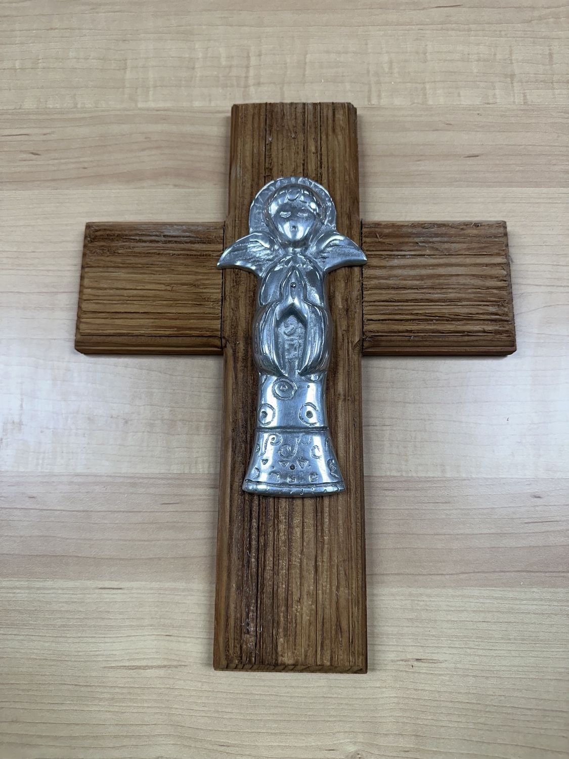 Decor. Mexico. Golan. Wall Cross w/Pewter Angel. 10.25&quot;W x 13.5&quot;H