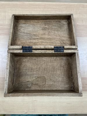 Wood. Decorative Box w/Gold Beaded Lid. 10.5"W