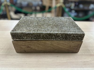 Wood. Decorative Box w/Gold Beaded Lid. 10.5"W