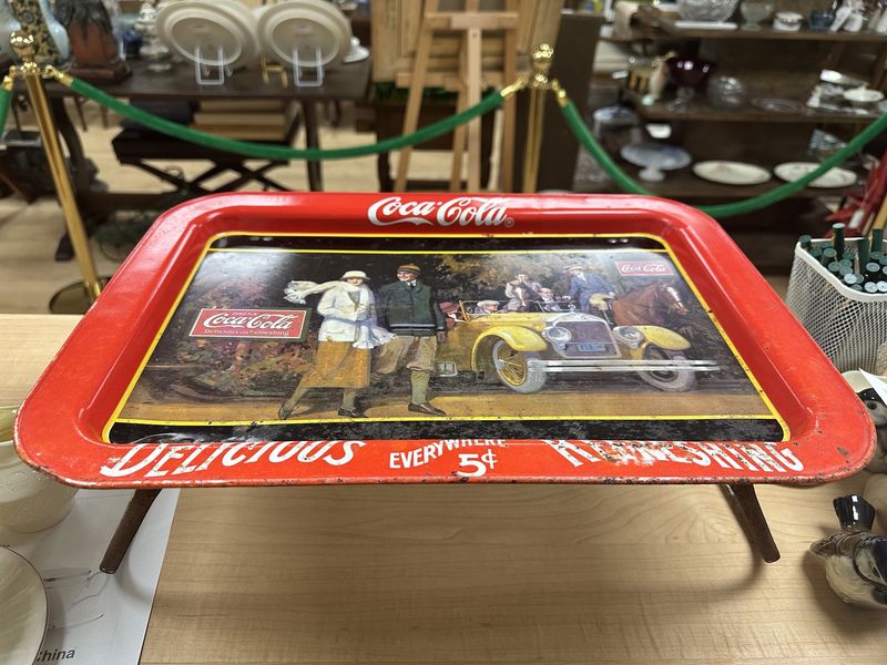 Kitchen Misc. USA. Ohio Art Company. Vintage Metal Coca-Cola (Coke) Lap Tray w/Folding Legs. 17.25&quot;W