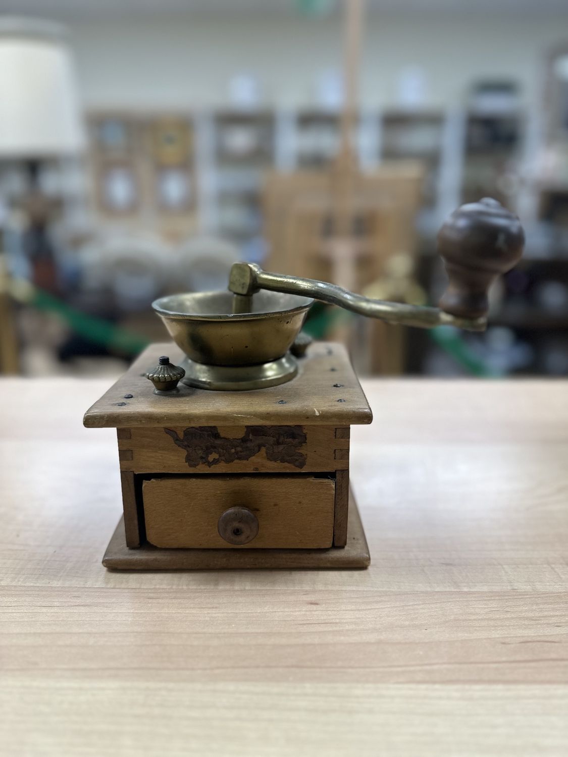 Kitchen Misc. USA. Parker. Coffee Grinder / Mill w/Brass Mechanism. 6&quot;W