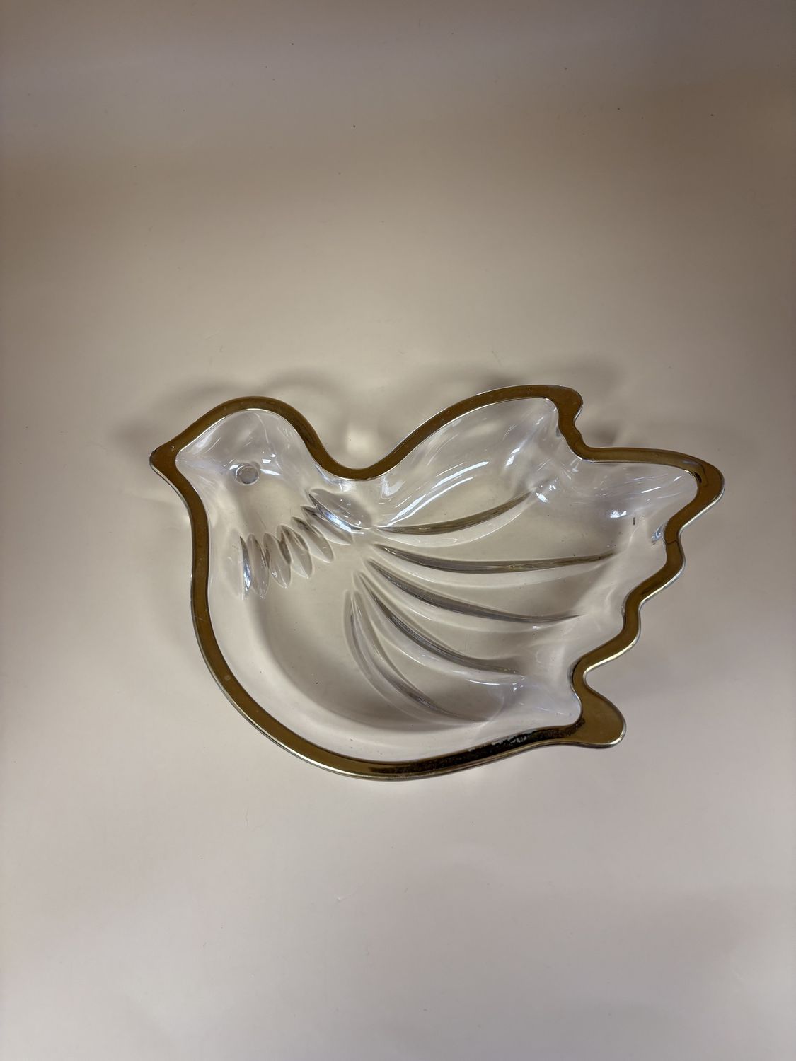 Glass. Japan. Mikasa. Dove Candy Dish w/Gold Rim. 6.5&quot;W