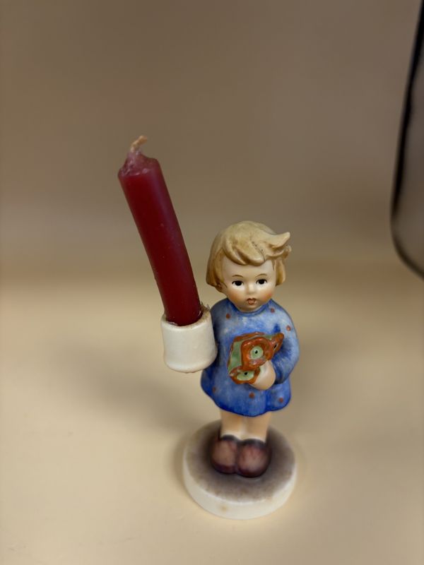 Figurine. Germany. Hummel. With Candlesticks: #115 "Boy with Horse" &amp; #117 "Girl with Nosegay". Set of 2. TMK 6 (1979-1991). 4"H