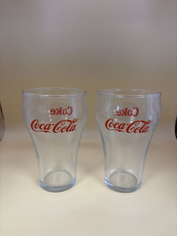 Glass. Coca-Cola (Coke) Glasses. Red Logo. 5&quot;H (Set of 2)