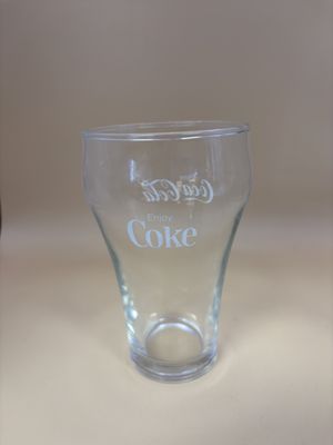 Glass. Coca-Cola (Coke). Glasses. White Logo. 5"H (Set of 2)