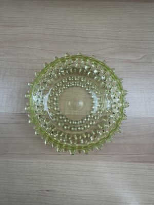 Glass. USA. Fenton. Lemon-Lime Green Hobnail Uranium Glass Bowl (glows).  5"W