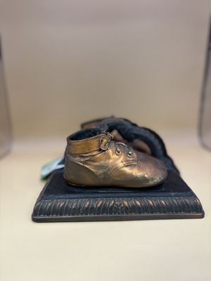 Bookends. Antique Bronze-Dipped Baby Shoes (Pair)