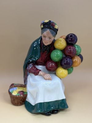 Figurine. England. Royal Doulton. Porcelain. Old Balloon Seller. Female. 8"H