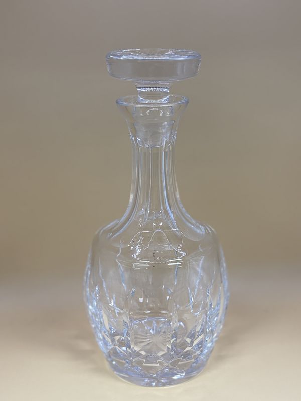 Crystal. Portugal. Atlantis. &quot;Sofia&quot; Decanter. Elegant Curves with Matching Stopper.  10.5&quot;H