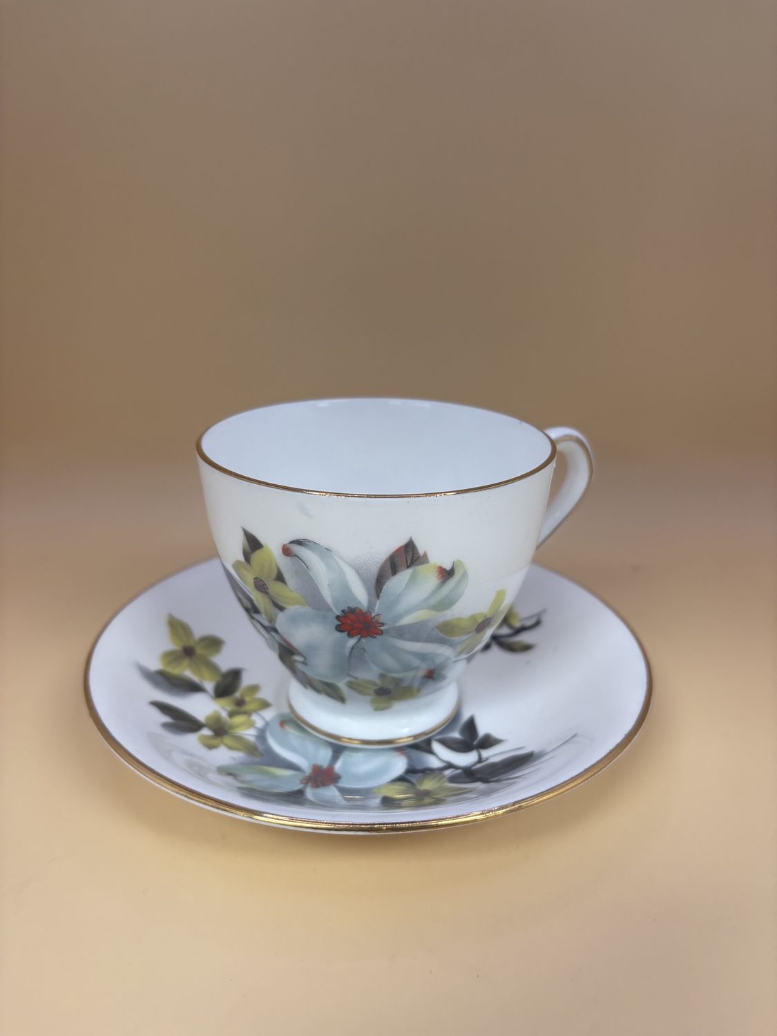 Porcelain. England. Tea Cup. Saucer. 2 pc. Royal Victoria. Fine Bone China. Floral Design.