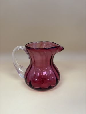 Glass. USA. Small  Vintage Cranberry Creamer.  3.2"H