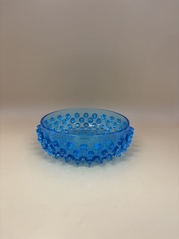 Glass. USA. Fenton. Bowl. Hobnail. Blue. 4.25&quot;W.