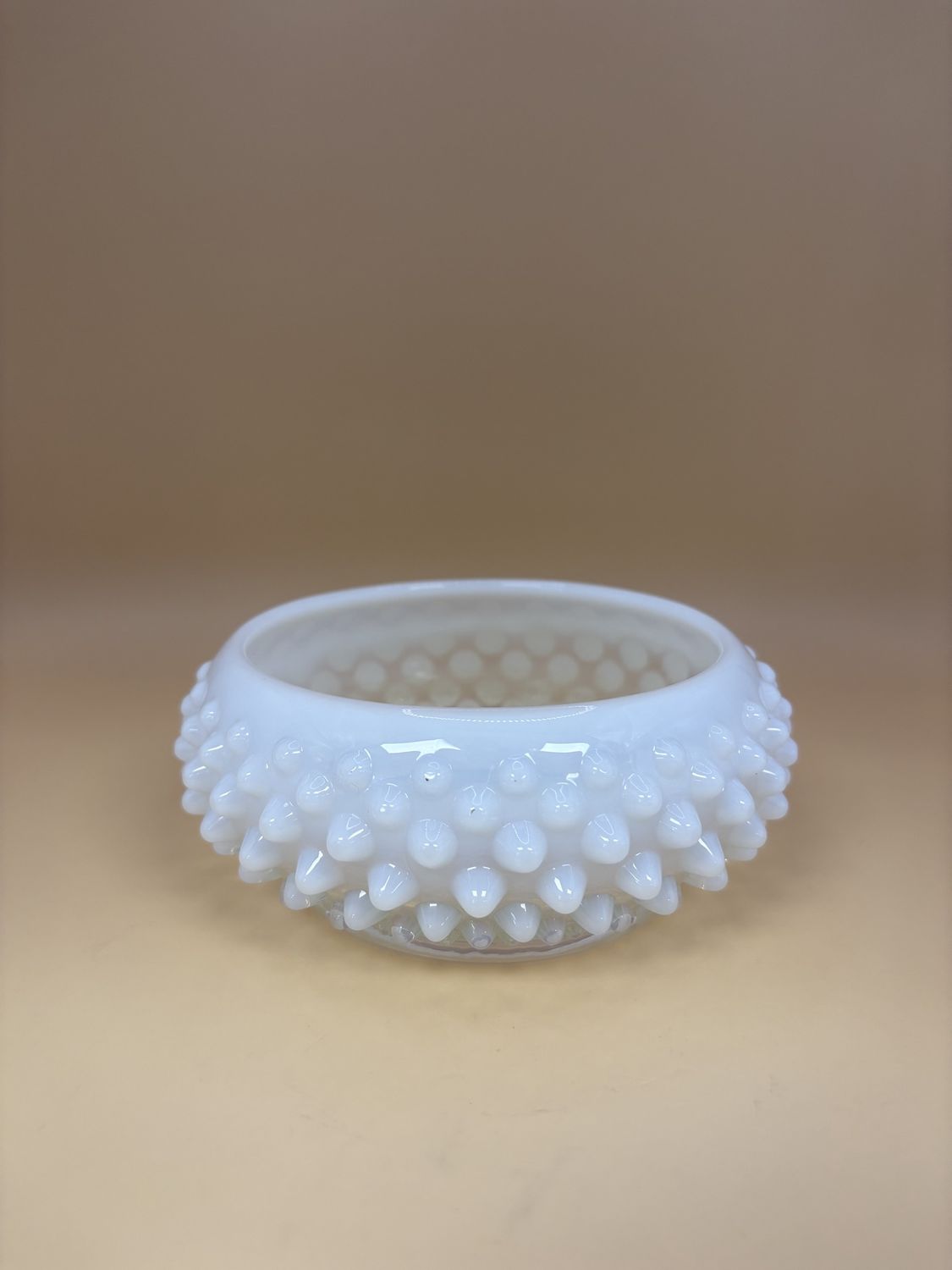 Glass. USA. Fenton. Dish. Hobnail. White. Opalescent.  5&quot;H.