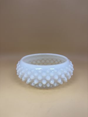 Glass. USA. Fenton. Dish. Hobnail. White. Opalescent.  5"H.