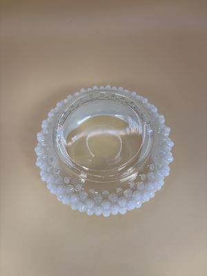 Glass. USA. Fenton. Dish. Hobnail. White. Opalescent.  5"H.