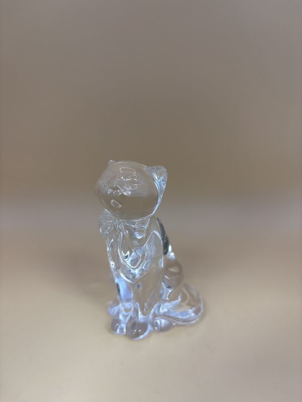 Crystal. Germany. Lenox. Sitting Cat w/Neck Bow. 3.5&quot;H