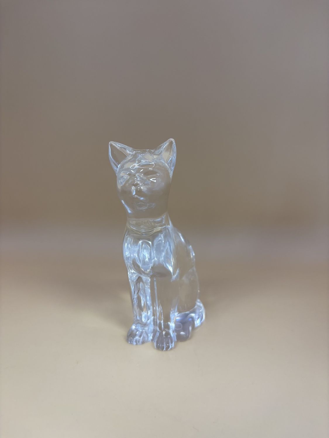 Glass. Norway. Hadeland. Crystal Cat. 6.5&quot;H