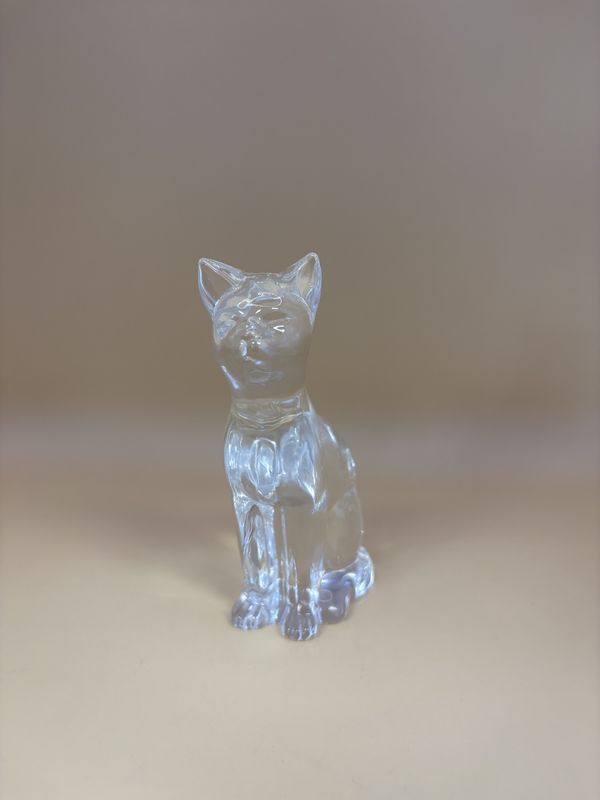 Glass. Norway. Hadeland. Crystal Cat. 6.5&quot;H
