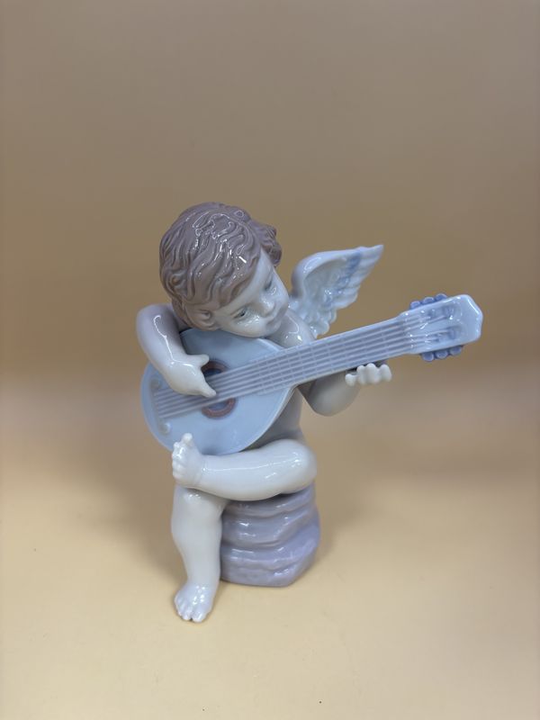 Figurine. Spain. Lladro. #6629 Allegro (Angel with Mandolin)