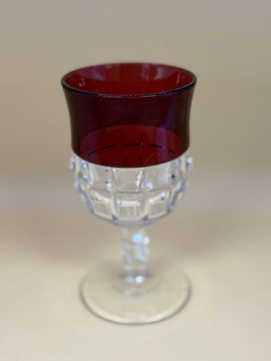 Crystal. USA. King's Crown Ruby Red Goblet. 6"H