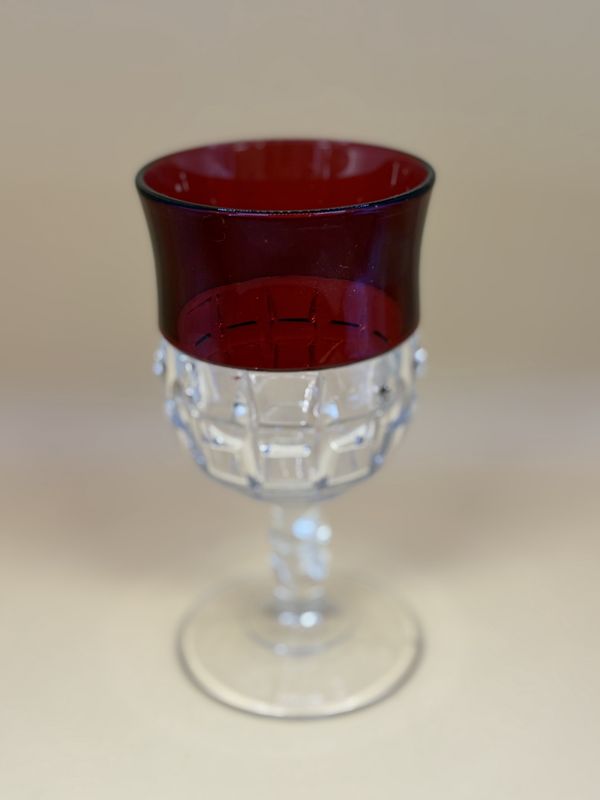 Crystal. USA. King&#39;s Crown Ruby Red Goblet. 6&quot;H