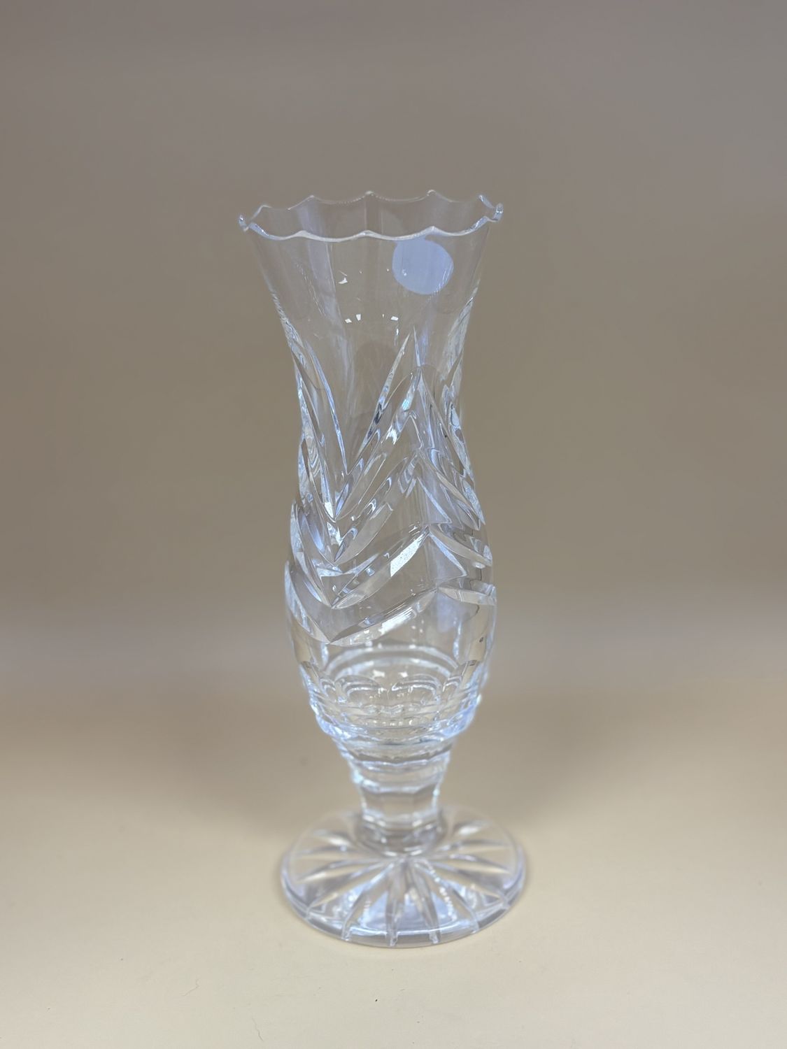 Crystal. Slovakia. Valaska Bela. Vase. Scalloped Edge. 8&quot;H