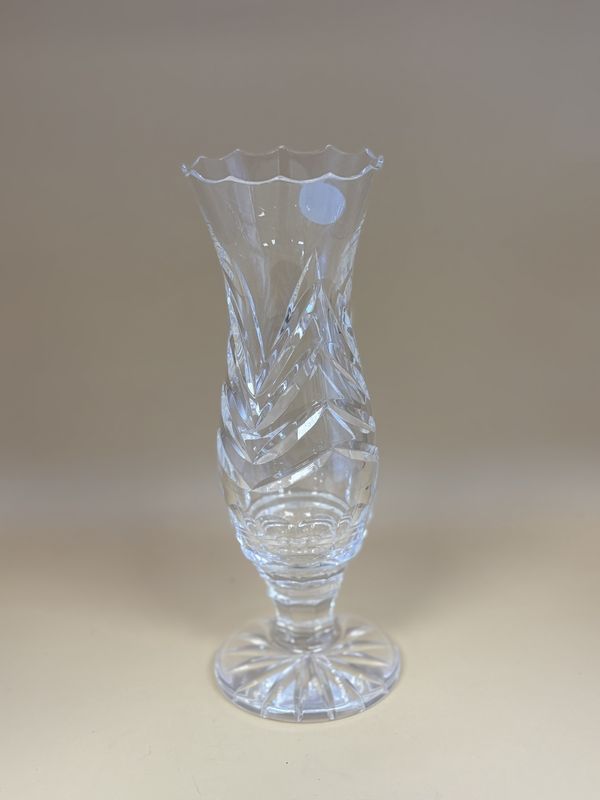 Crystal. Slovakia. Valaska Bela. Vase. Scalloped Edge. 8&quot;H