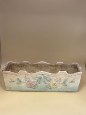 Pottery. USA. Hull. Planter. Pink &amp; Yellow Flowers. 11"W